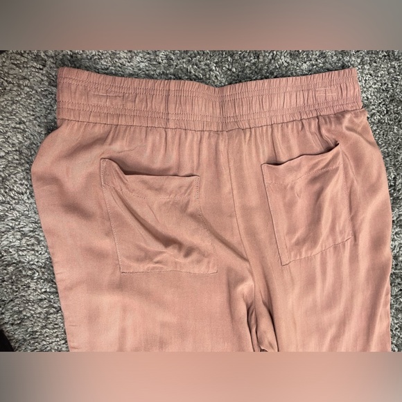 Pink rose boho mauve ruched ankle flowy high rise crop pants joggers women’s M - Picture 8 of 16